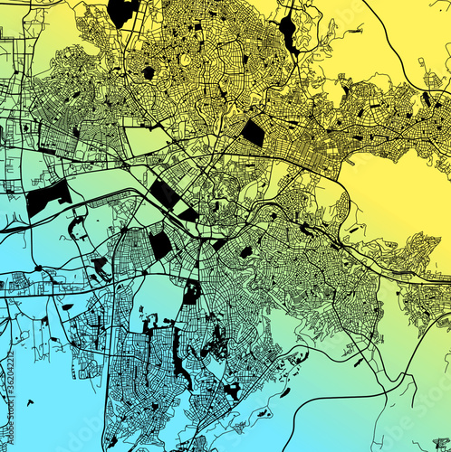 Canvas Print Ankara, Turkey — urban vector city map of capital city with parks, roads and rai