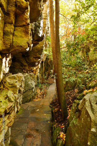 a trail that winds through various rock outcroppings in Rock City  just outside of Cattannooga  Tennassee.