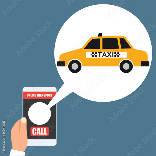 taxi online transport on smartphone application. vector illustration