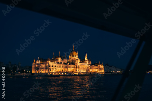 Budapest, Hungary - Jul 2, 2018 view from the boat to a parliame