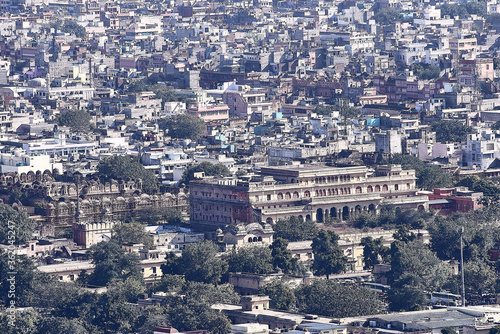 Overall bird eye view of Jaipur Monument & city from Nahargarh Fort ,Jaipur, Rajasthan, India