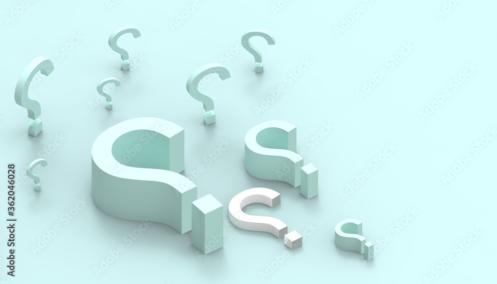 Question Mark Creative idea Concept on Blue and Green background - 3d rendering Question Mark Creative idea Concept on Blue and Green background - 3d rendering