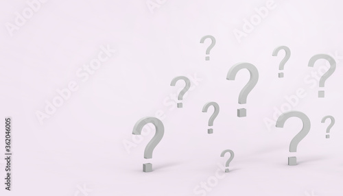 Question Mark Grey ladder of success Creative idea Concept on Grey and white background - 3d Rendering