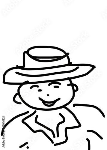 Smiling gentleman in a hat on a white background - Lilleaker 