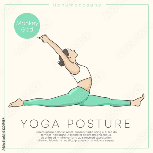 Banner design with hand drawn illustration of healthy young woman practicing yoga in pastel outfit : Vector Illustration