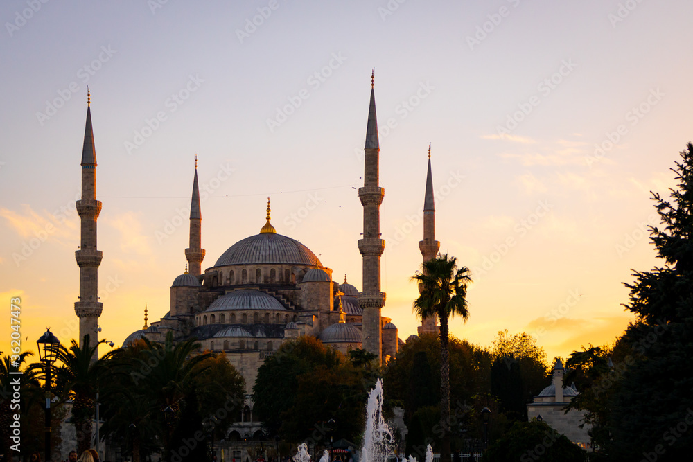 Naklejka premium Sultanahmet Mosque (Blue Mosque) at sunset