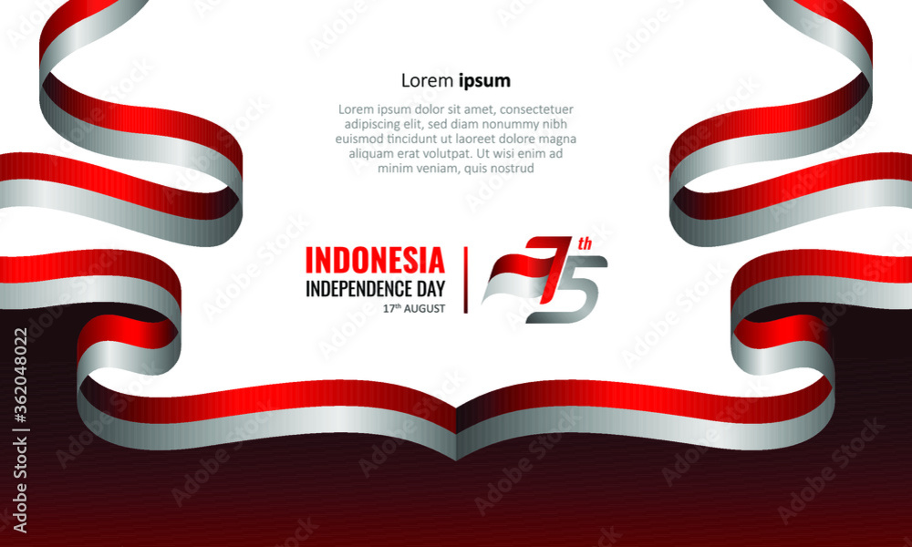 Fototapeta premium 17 August 1945, Happy Indonesia Independent Day. Dynamic indonesian flag banner template. Vector illustration