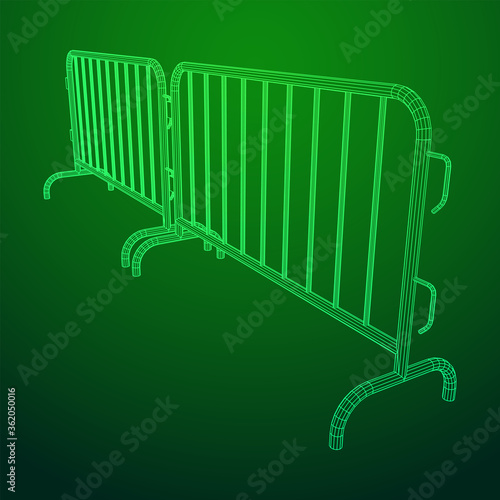Police riot fence. Wireframe low poly mesh vector illustration.