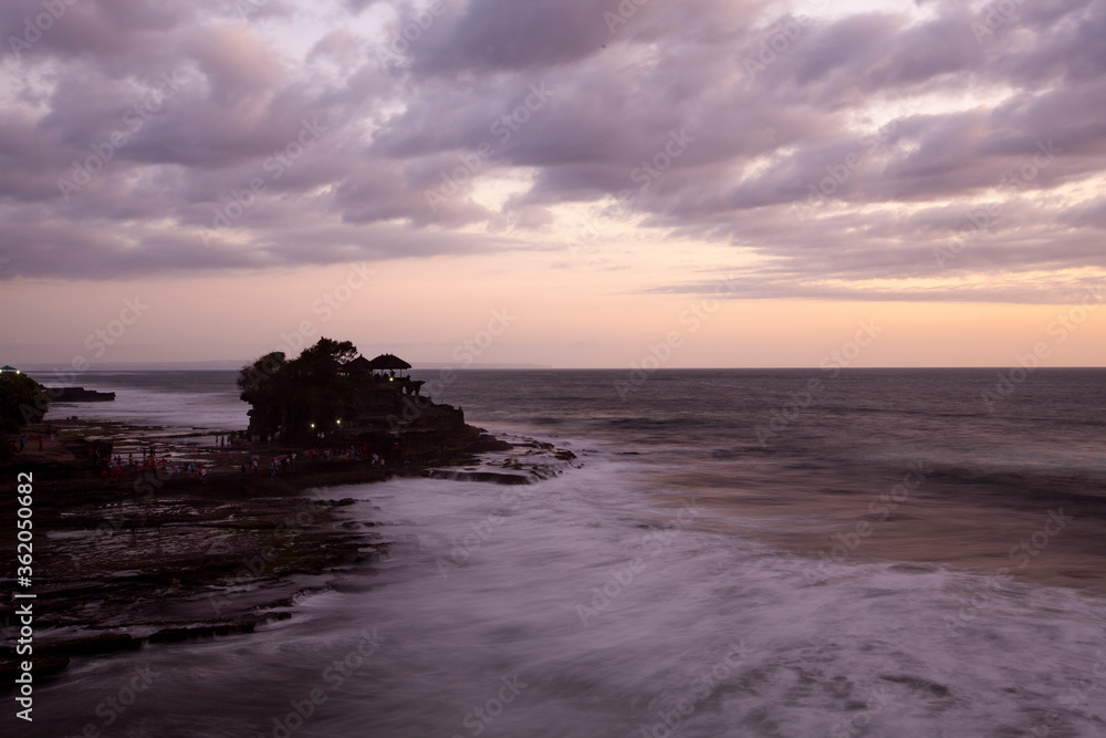 sunset on the tanah lot temple