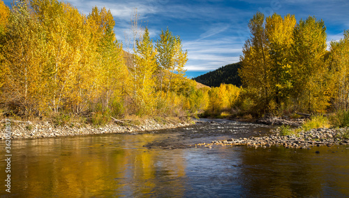 The Big Wood River near Ketchum, Idaho.  It is a 137miles long and is a tributary of the Malad River, which in turn is tributary to the Snake River and Columbia River. photo