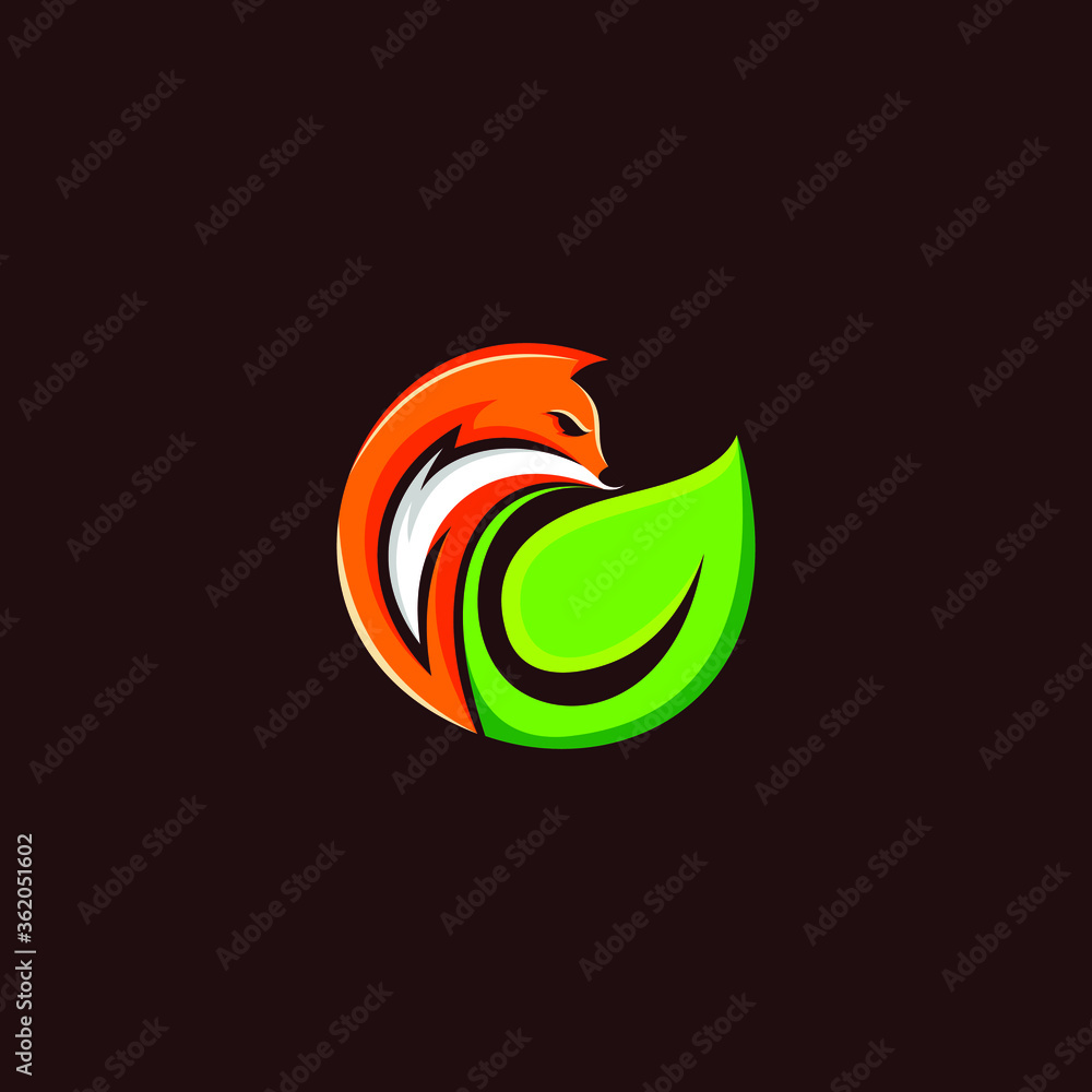 Obraz na plátně Fox Leaf Nature Animal Wildlife Creative Logo Icon Design Template Element Vecto