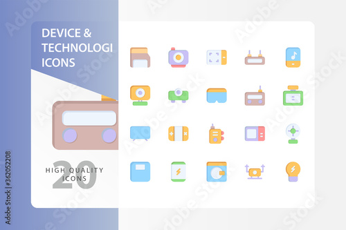 Device and Technologi icon pack isolated on white background. for your web site design, logo, app, UI. Vector graphics illustration and editable stroke. EPS 10.