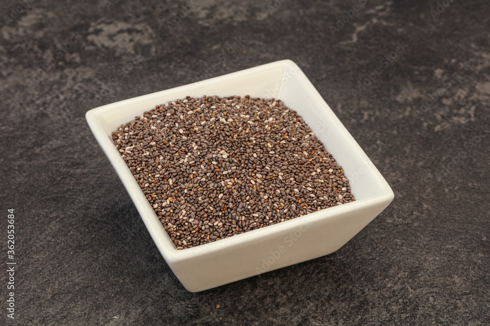 Seasoning chia seeds in the bowl Seasoning chia seeds in the bowl