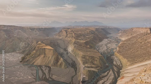 4K, 60fps, 10bit, YUV422 close up timelapse video of Xinjiang Anjihai grand canyon in sunrise