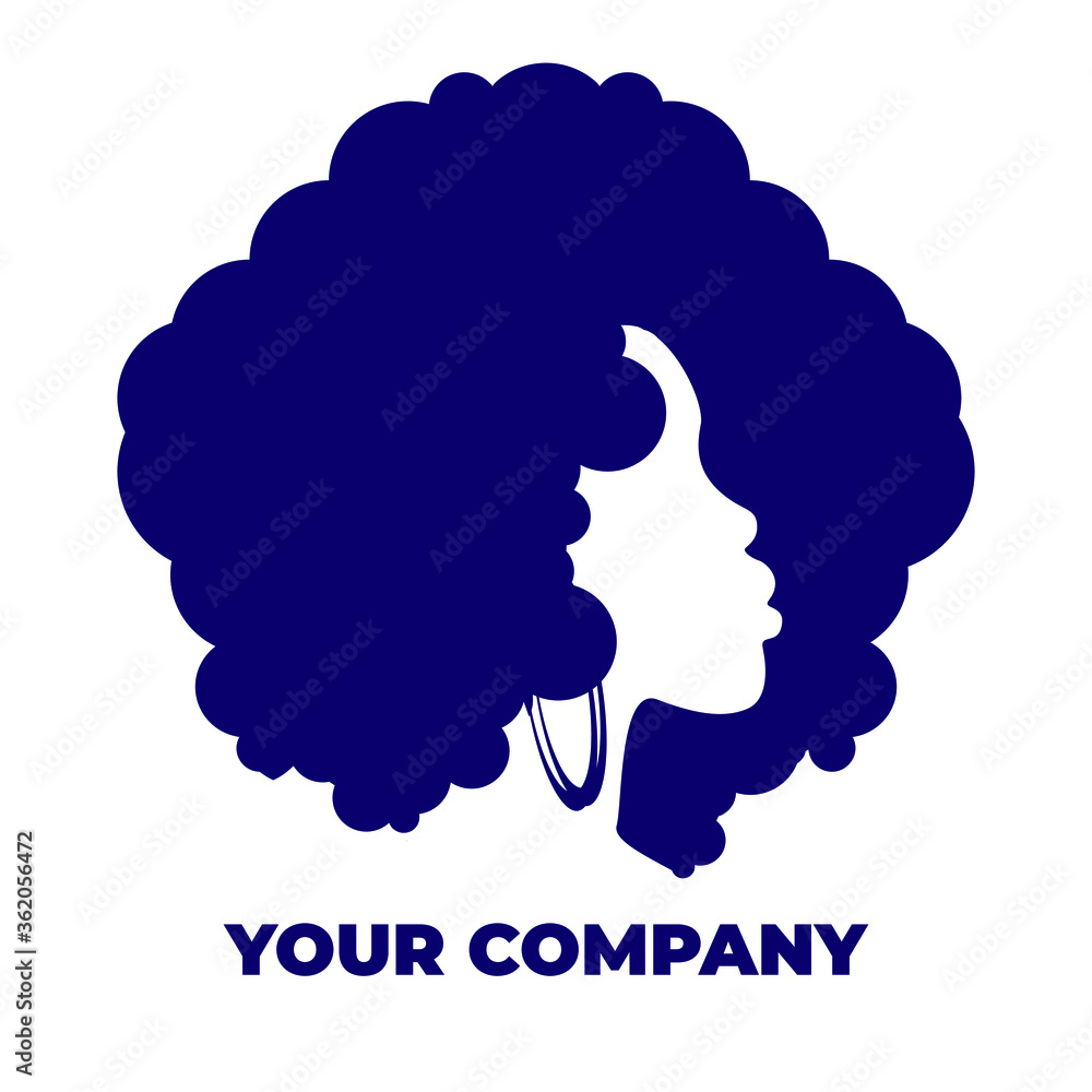 shilouette of afro girl logo for beauty / fashion industry