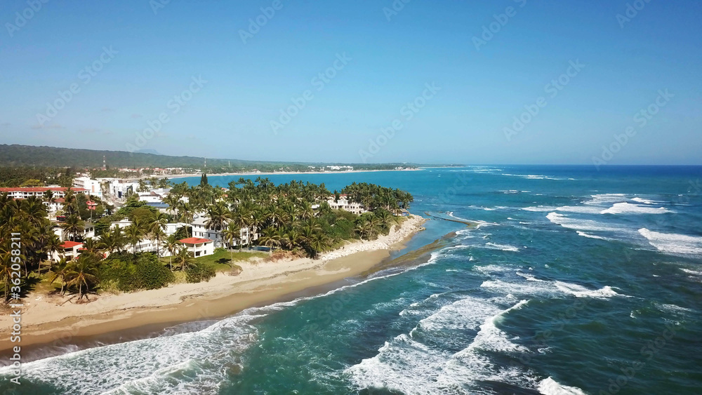 Cabarete beach in the Dominican Republic. Beautiful tropical beach in Central America