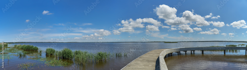 Scenic panorama of the lake Filsø in the 