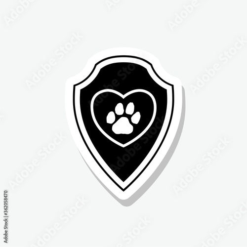 Pet protection shield sticker isolated on gray background