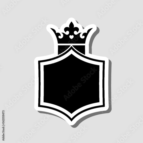 Crown shield logo sticker isolated on gray background