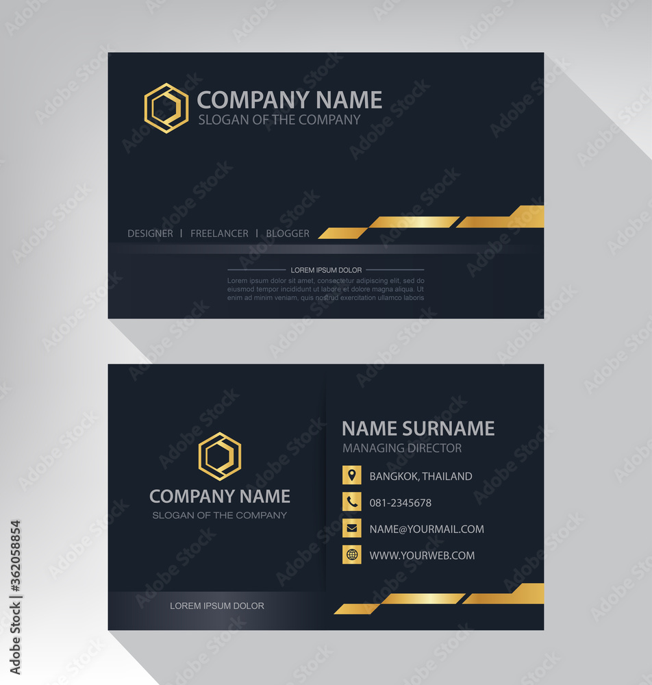 Business card in modern luxury style black and gold color Business card in modern luxury style black and gold color