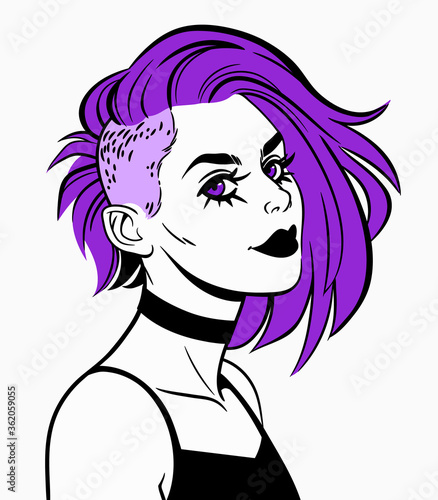 Cute punk girl with mohawk haircut
