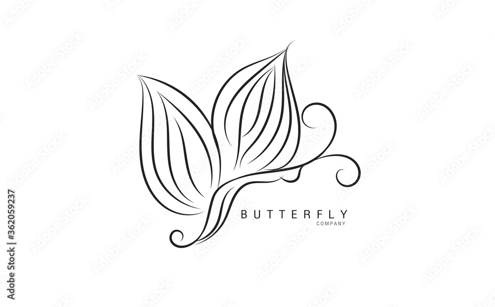 Butterfly logo vector template for cosmetic, beauty, spa. Black and white hand drawn butterfly illustration. vintage style Butterfly logo vector template for cosmetic, beauty, spa. Black and white hand drawn butterfly illustration. vintage style