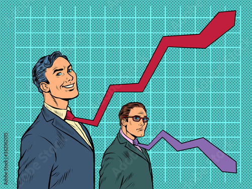 competition of graphs in business, ties of businessmen as curves of indicators