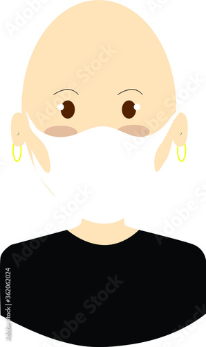 bald head hairless cancer woman vektor