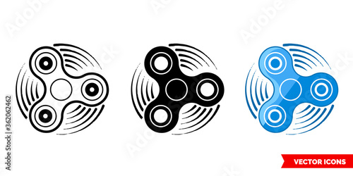 Fidget spinner icon of 3 types. Isolated vector sign symbol.