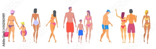 human figures in swimsuits and bikinis.