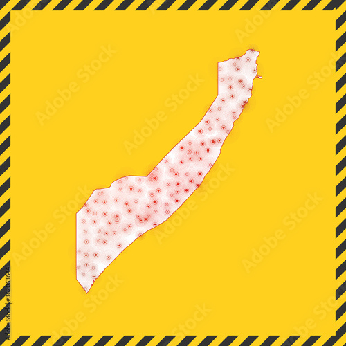 Somalia closed - virus danger sign. Lock down country icon. Black striped border around map with virus spread concept. Vector illustration.