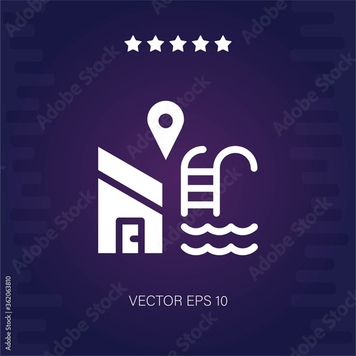 location house with pool vector icon