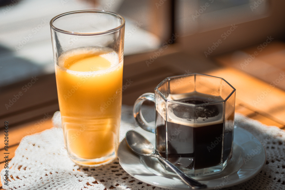 continental breaksfast with coffee and orange juice continental breaksfast with coffee and orange juice