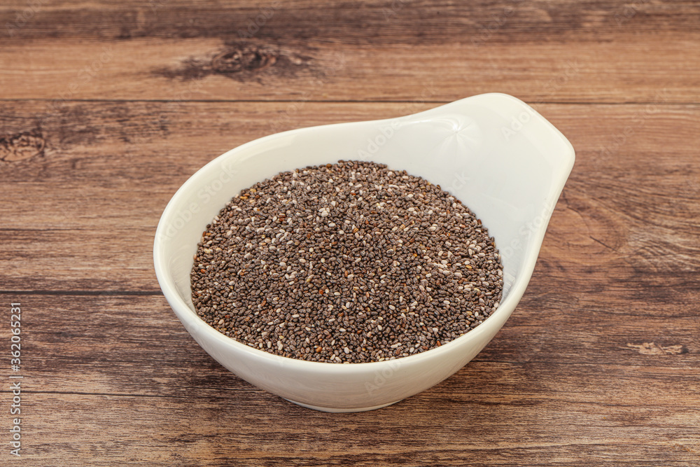 Seasoning chia seeds in the bowl Seasoning chia seeds in the bowl