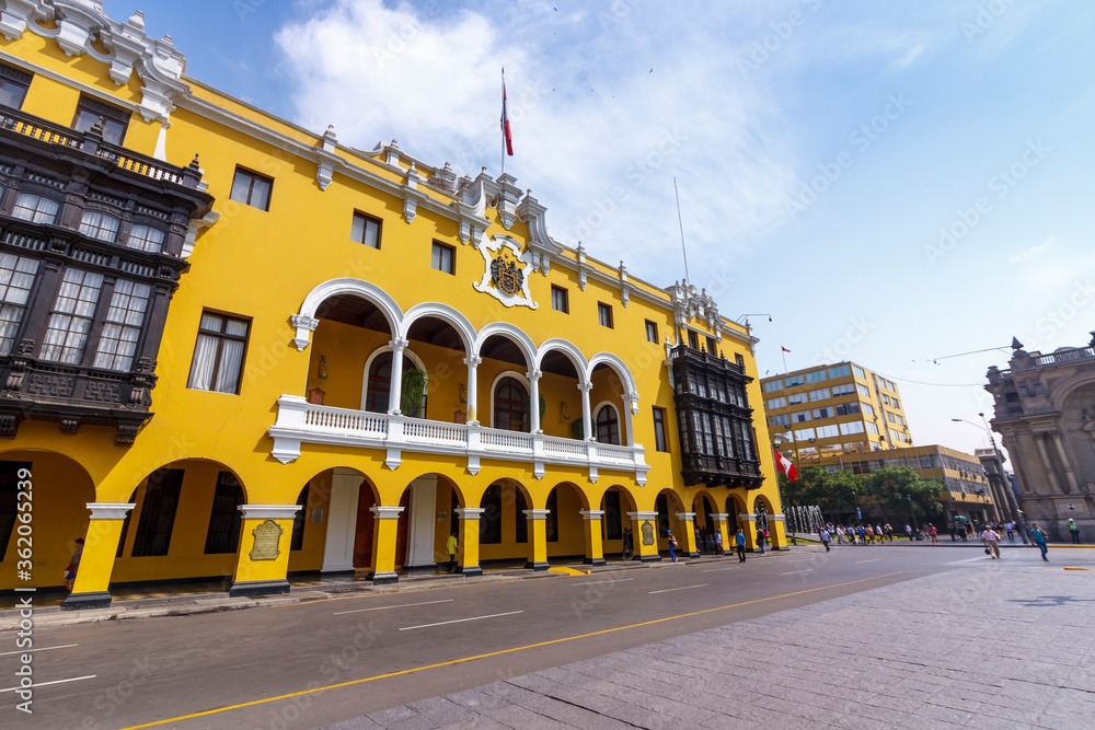 LIMA, PERU: The Municipal Palace of Lima is located in the Historic center of the city