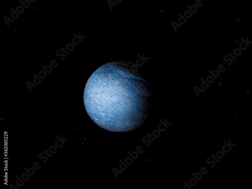 Blue planet with a solid surface in space © Nazarii