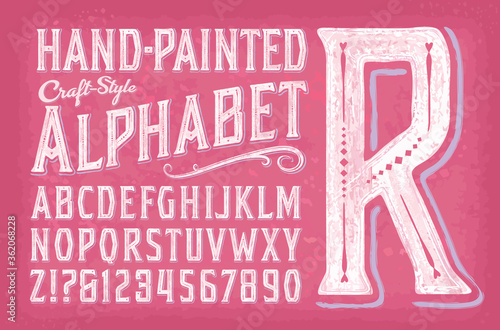 A Sweet and Charming Pink and White Alphabet with a Hand-Painted Effect of White Gouache or Watercolor on a Pink Background