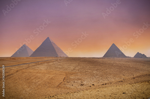 The Great Pyramids of Giza and beautiful sunsets