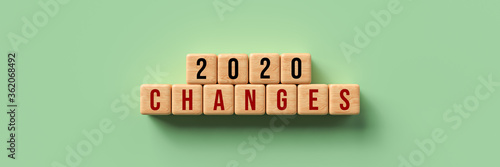 cubes with message 2020 CHANGES on colorful background