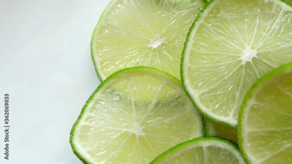 green fresh rotating lime slices turning round green fresh rotating lime slices turning round