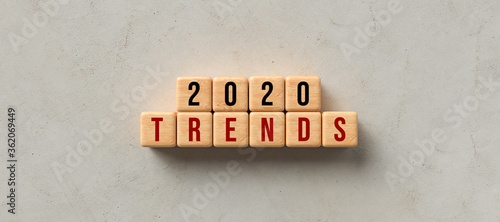 cubes with message 2020 TRENDS on concrete background © fotogestoeber