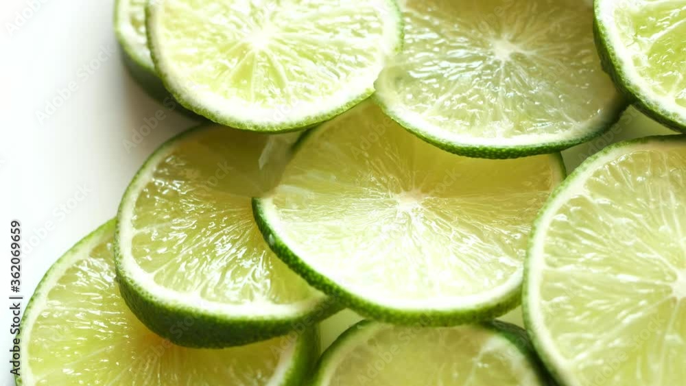 green fresh rotating lime slices turning round green fresh rotating lime slices turning round