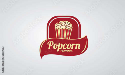 Illustration Logo Snack Popcorn  with red color  corn food  vector Eps10