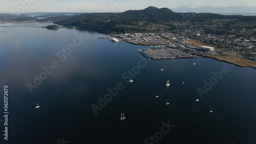 Sail Boats in Fidalgo Bay Drone Video of Washington State photo