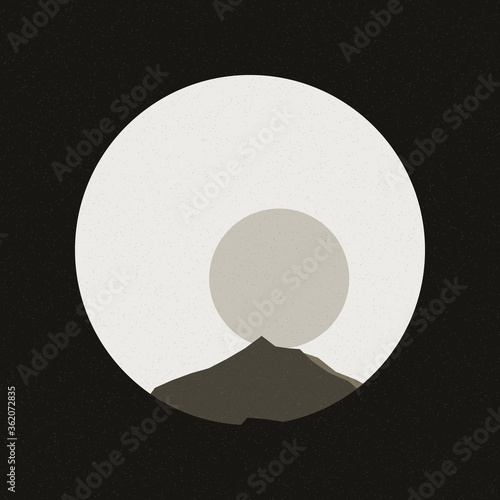 Turquoise color Mountains rocks silhouette art logo design illustration