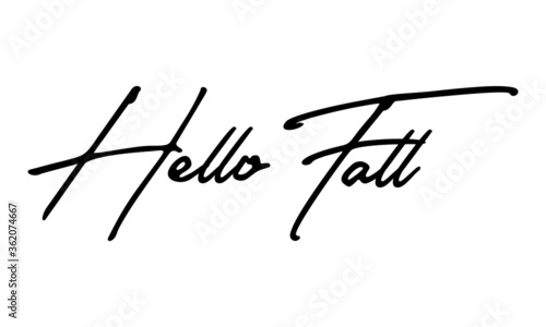 Hello Fall Handwritten Font Calligraphy Black Color Text on White Background