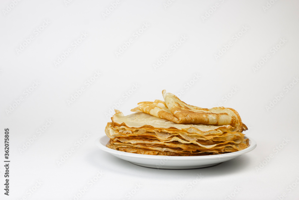 Homemade crepes on white wooden background. breakfast concept.
Homemade crepes on white wooden background. breakfast concept.