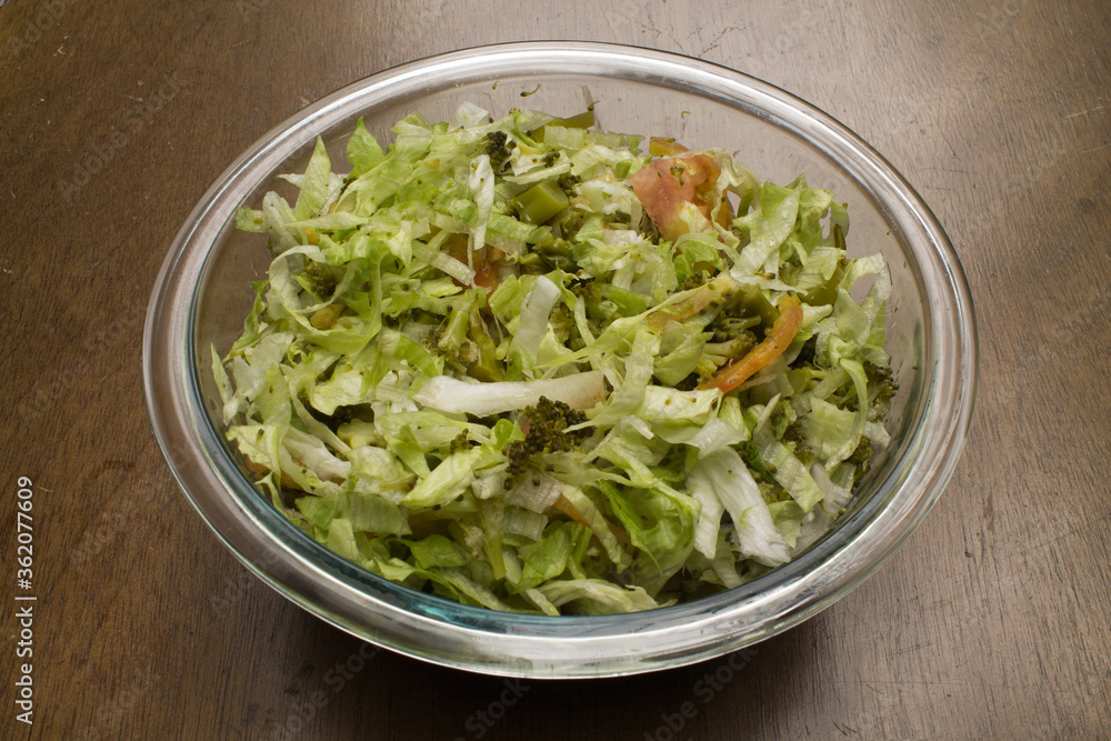 Healthy, appetizing and fresh salad with various vegetables.