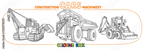 Funny construction equipment car set Coloring book