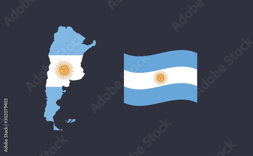 Argentinian map and flag. National symbols of Argentina. Editable vector icons.